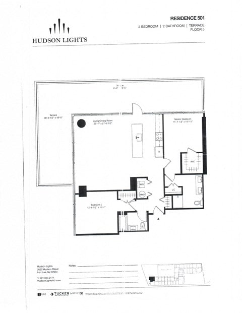 Floor plan for 2 beds, 2 baths